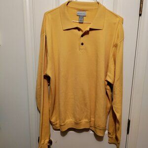 Cutter and Buck 2XLT XXLT Men's Polo Pullover Yellow L/S 100% Cotton EUC